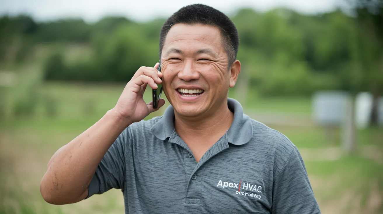 A contractor smiling on the phone with an exclusive lead that belongs only to her