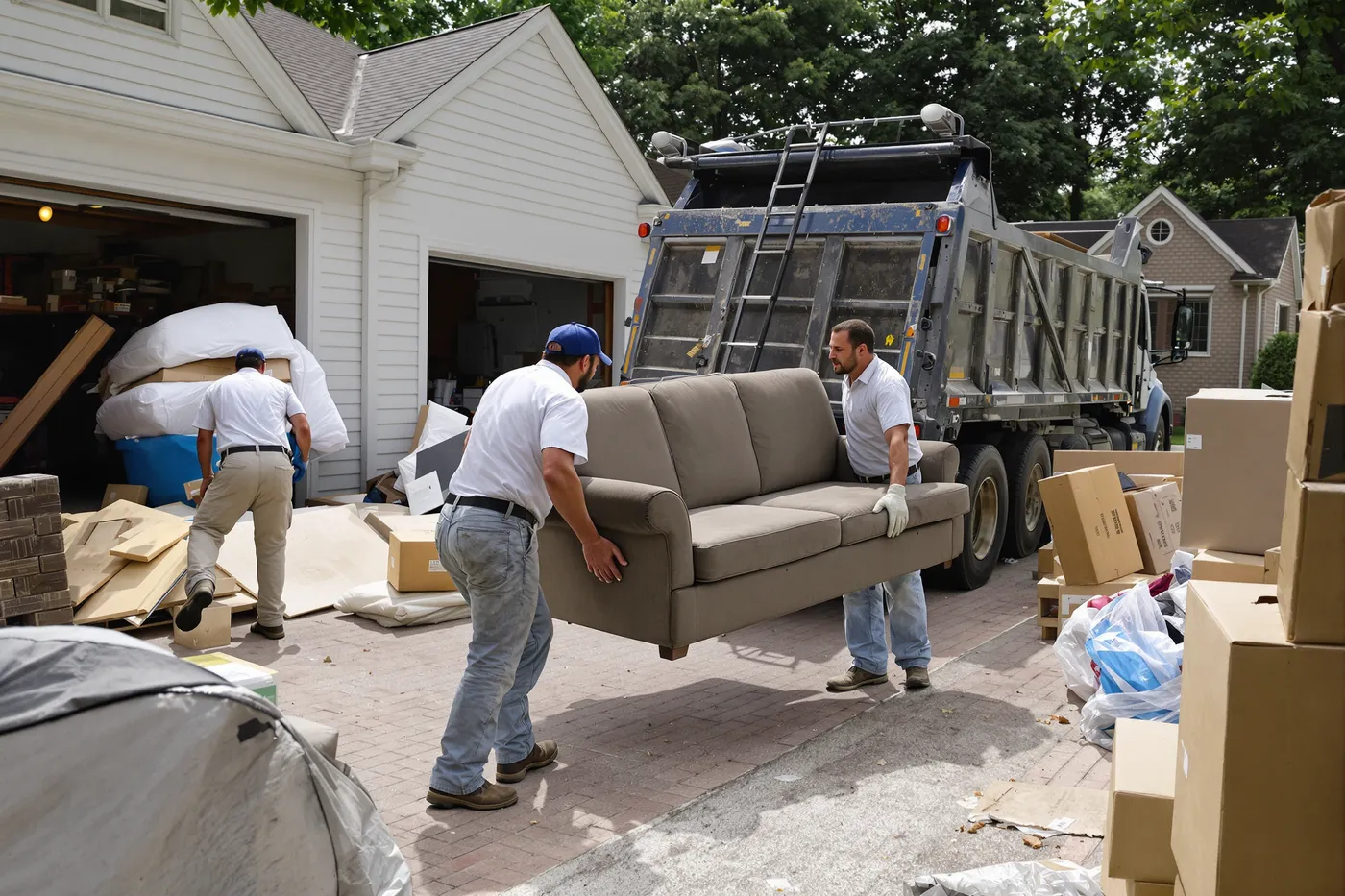 A junk removal crew on the job in the market you would own.