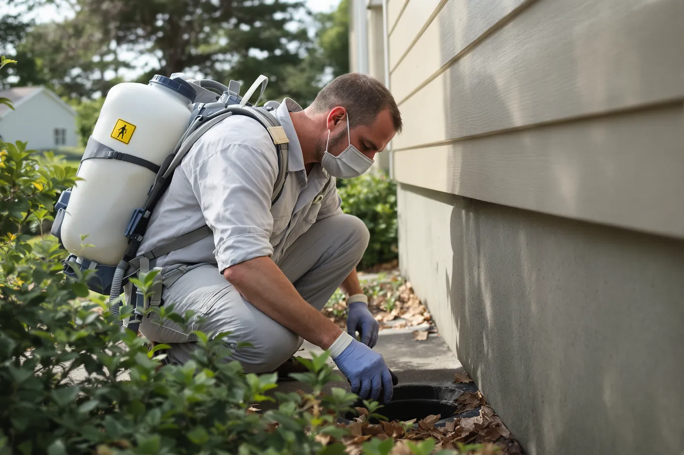 A pest control crew on the job in the market you would own.