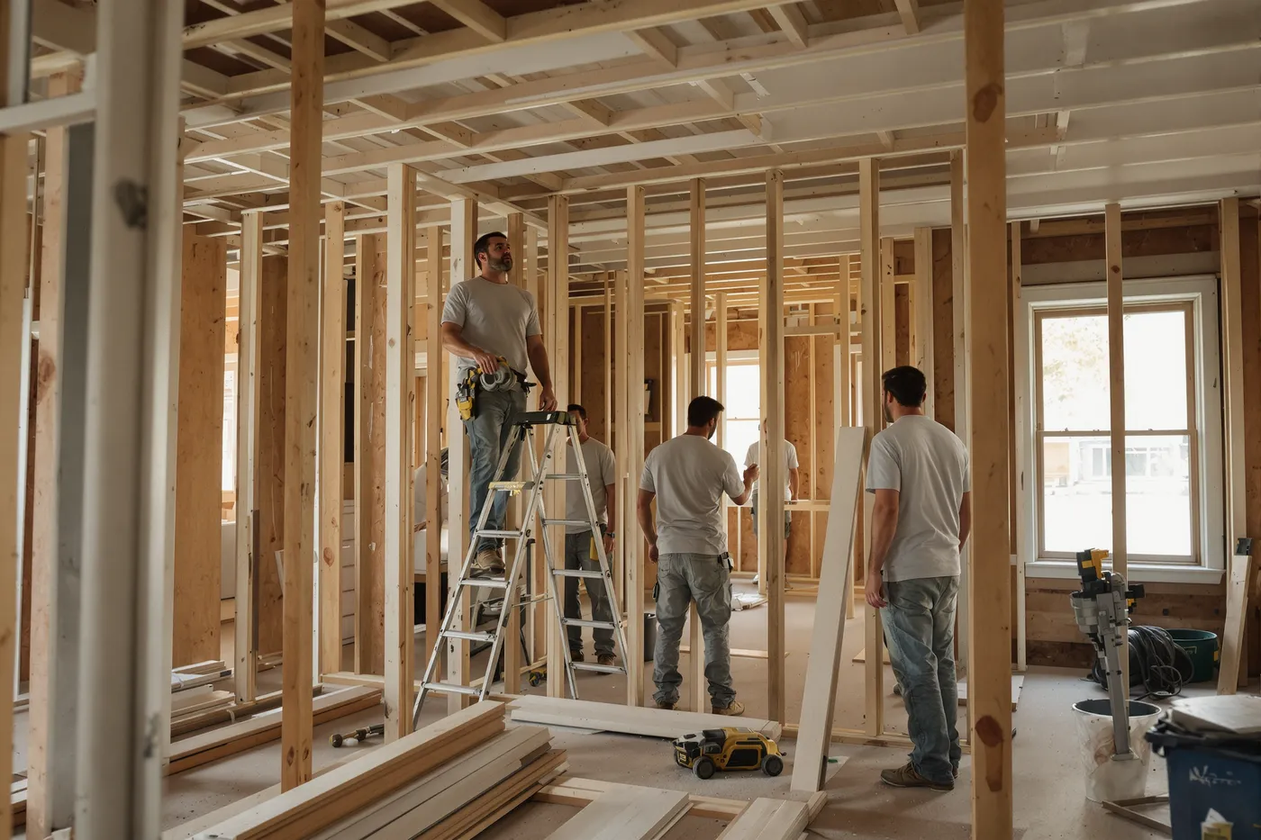 A remodeling crew on the job in the market you would own.